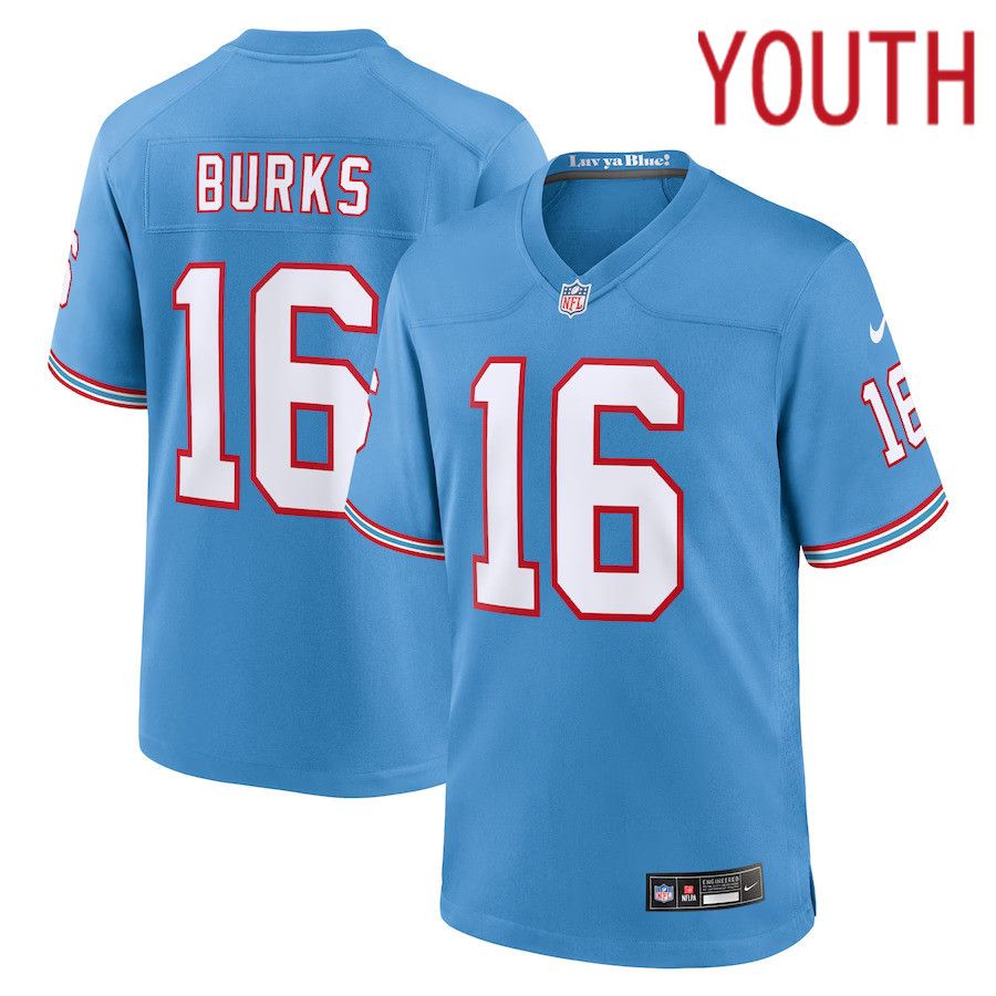 Youth Tennessee Titans #16 Treylon Burks Nike Light Blue Oilers Throwback Player Game NFL Jersey->women nfl jersey->Women Jersey